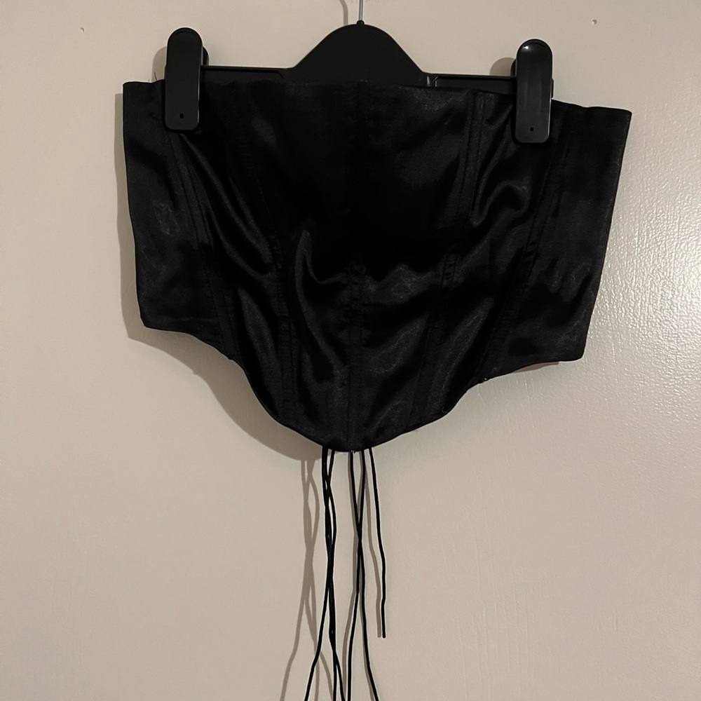 Black satin corset top